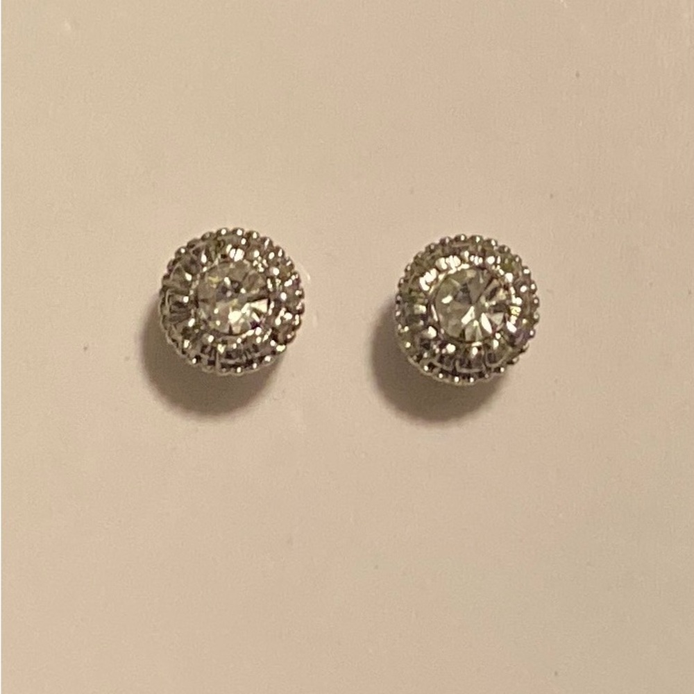 Elegant 925 Silver Stud Bridal Earrings, NEW